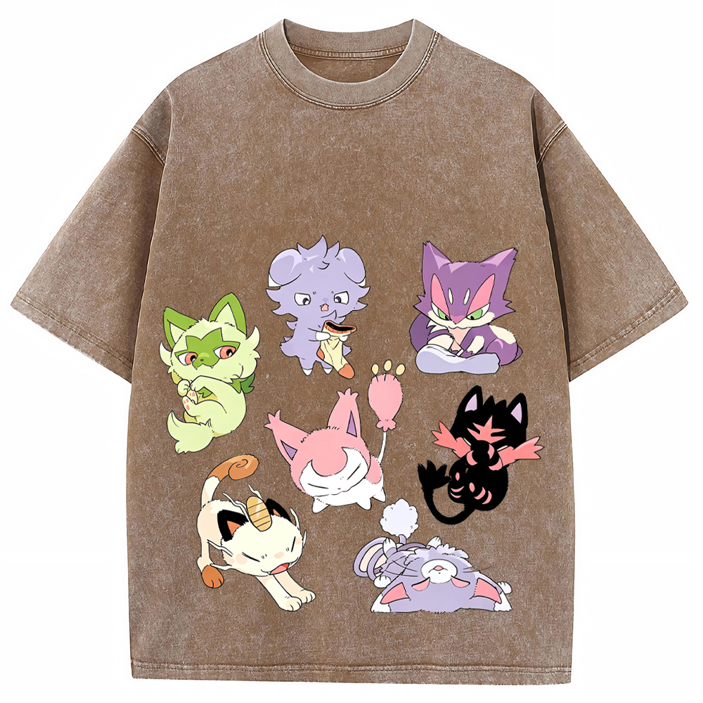 Cat Type Pokemon Squad Cartoon Tee | Pokemon Anime