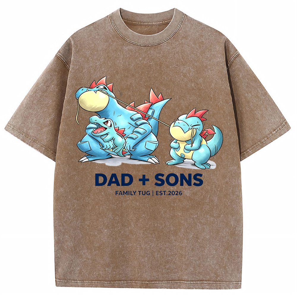 Parent & Kid Family Tug Feraligatr Evolution Group Cartoon Tee | Pokemon Anime