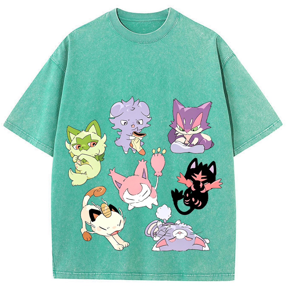 Cat Type Pokemon Squad Cartoon Tee | Pokemon Anime