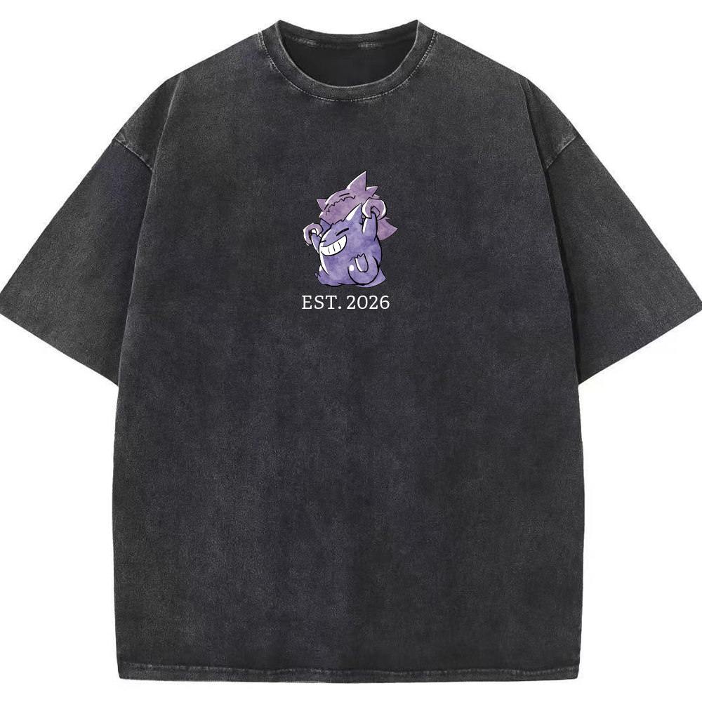 Cute Parent & Kid Haunter Gengar Hug Vintage Washed T-Shirt