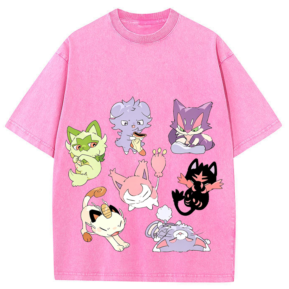 Cat Type Pokemon Squad Cartoon Tee | Pokemon Anime
