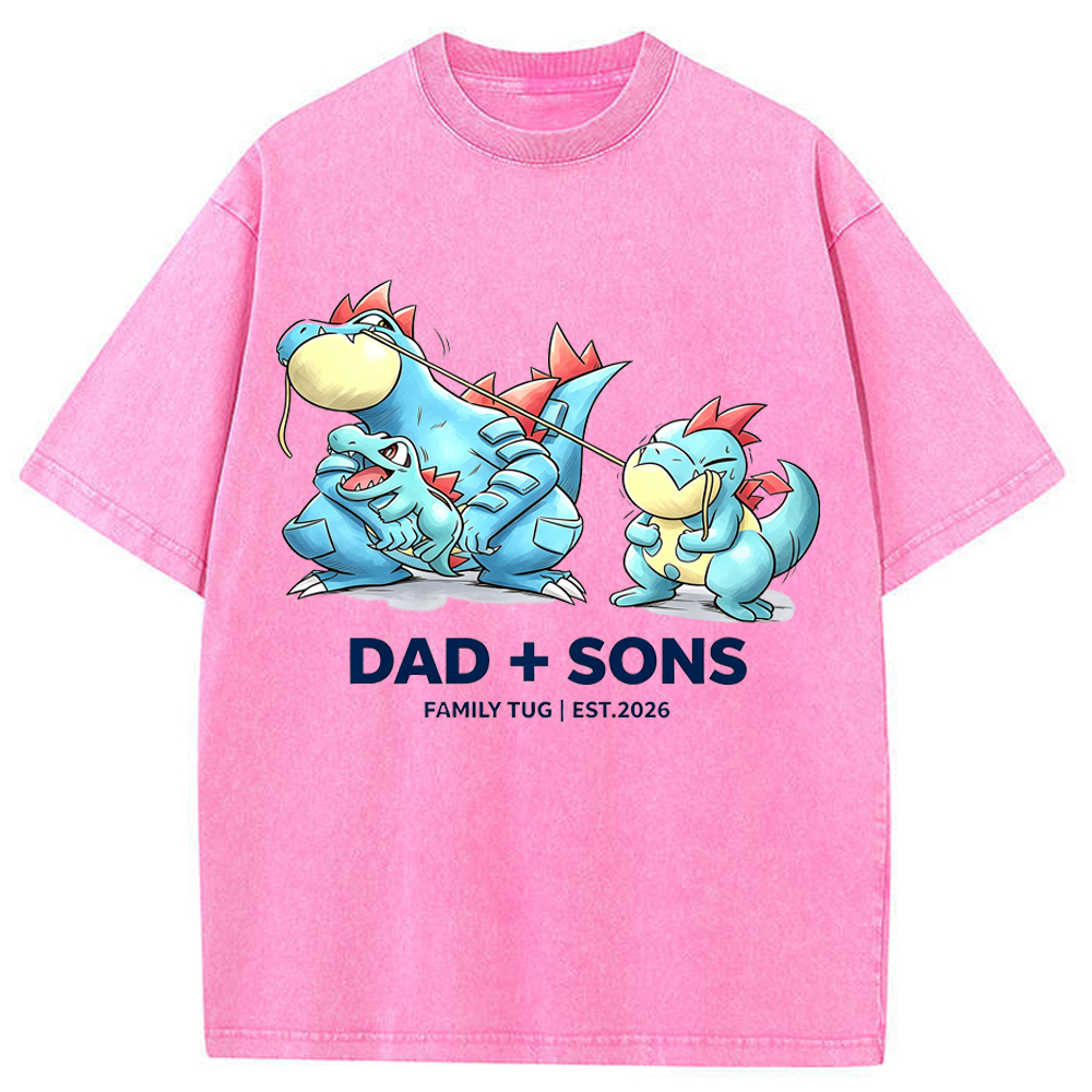 Parent & Kid Family Tug Feraligatr Evolution Group Cartoon Tee | Pokemon Anime