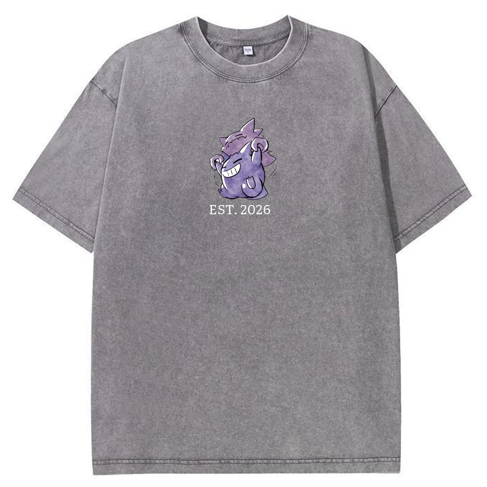 Cute Parent & Kid Haunter Gengar Hug Vintage Washed T-Shirt