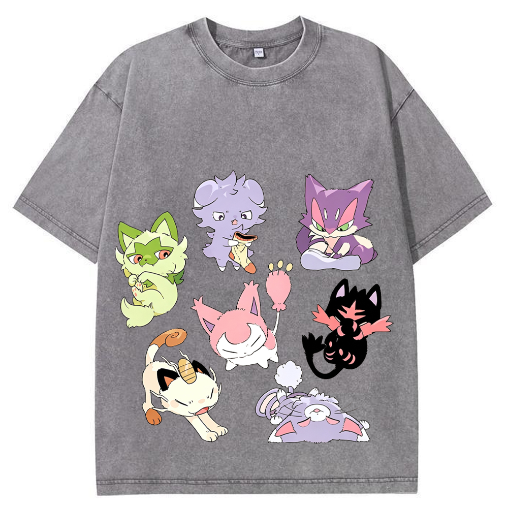 Cat Type Pokemon Squad Cartoon Tee | Pokemon Anime