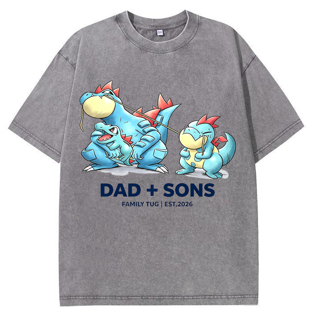 Parent & Kid Family Tug Feraligatr Evolution Group Cartoon Tee | Pokemon Anime