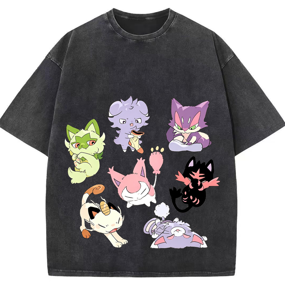 Cat Type Pokemon Squad Cartoon Tee | Pokemon Anime