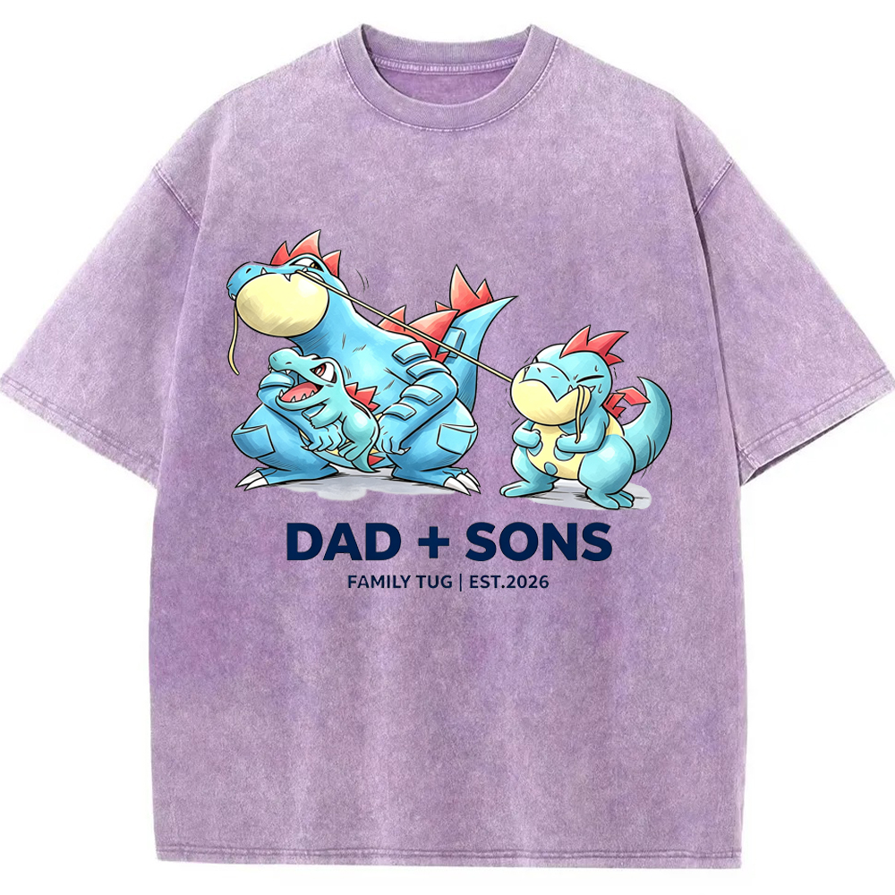 Parent & Kid Family Tug Feraligatr Evolution Group Cartoon Tee | Pokemon Anime