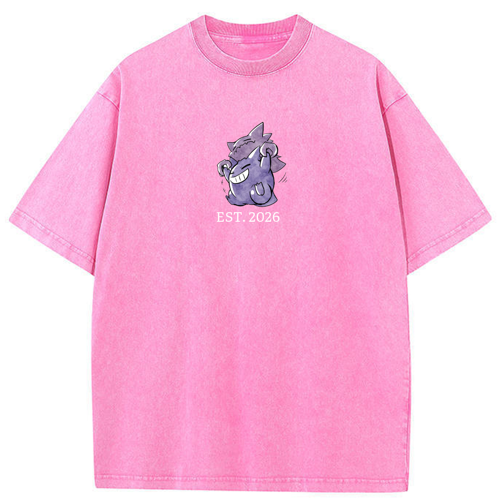 Cute Parent & Kid Haunter Gengar Hug Vintage Washed T-Shirt