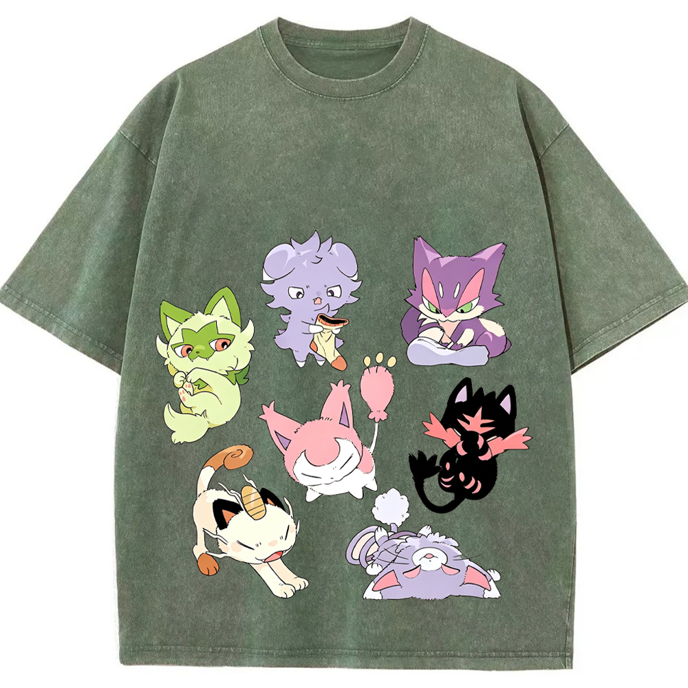Cat Type Pokemon Squad Cartoon Tee | Pokemon Anime