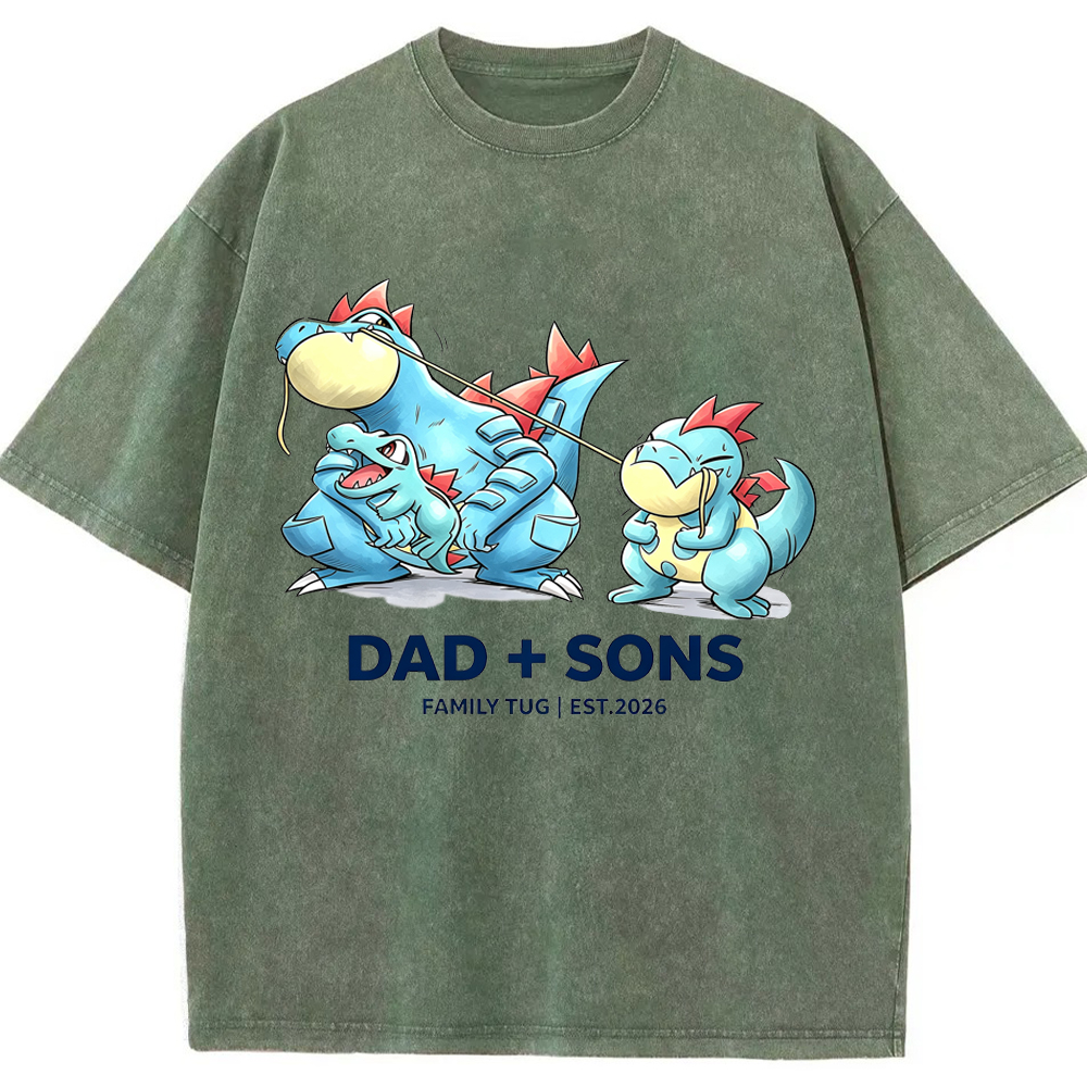 Parent & Kid Family Tug Feraligatr Evolution Group Cartoon Tee | Pokemon Anime