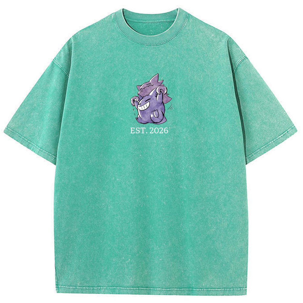 Cute Parent & Kid Haunter Gengar Hug Vintage Washed T-Shirt