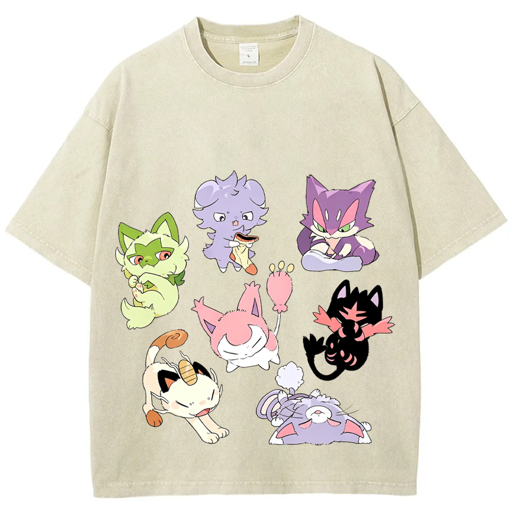 Cat Type Pokemon Squad Cartoon Tee | Pokemon Anime