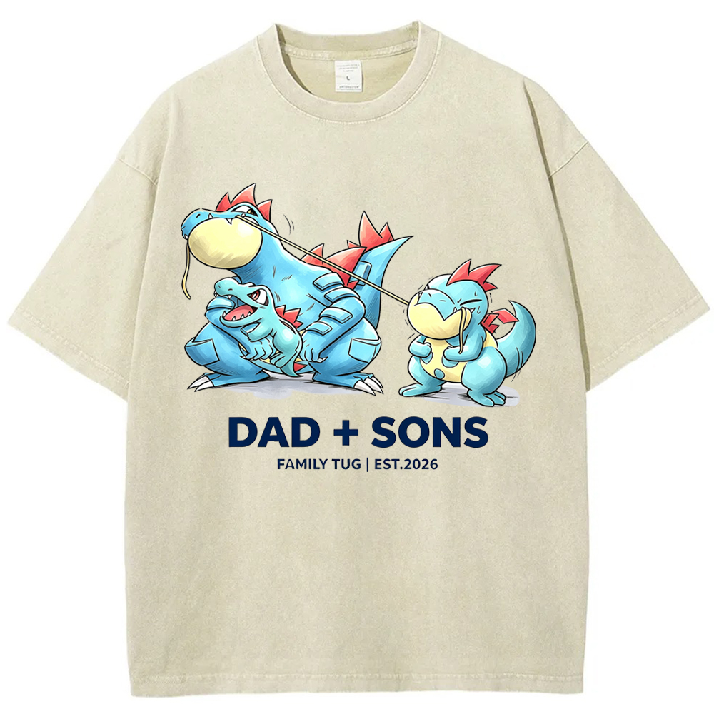 Parent & Kid Family Tug Feraligatr Evolution Group Cartoon Tee | Pokemon Anime