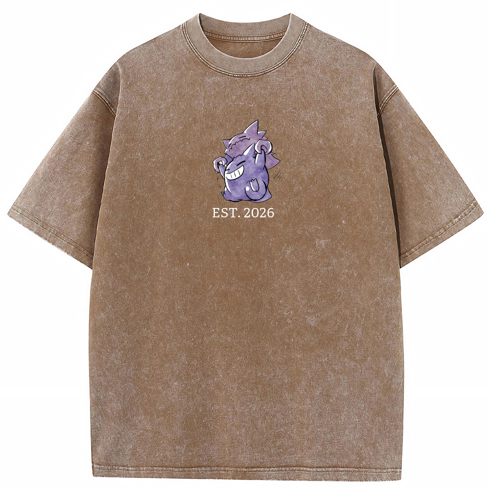 Cute Parent & Kid Haunter Gengar Hug Vintage Washed T-Shirt