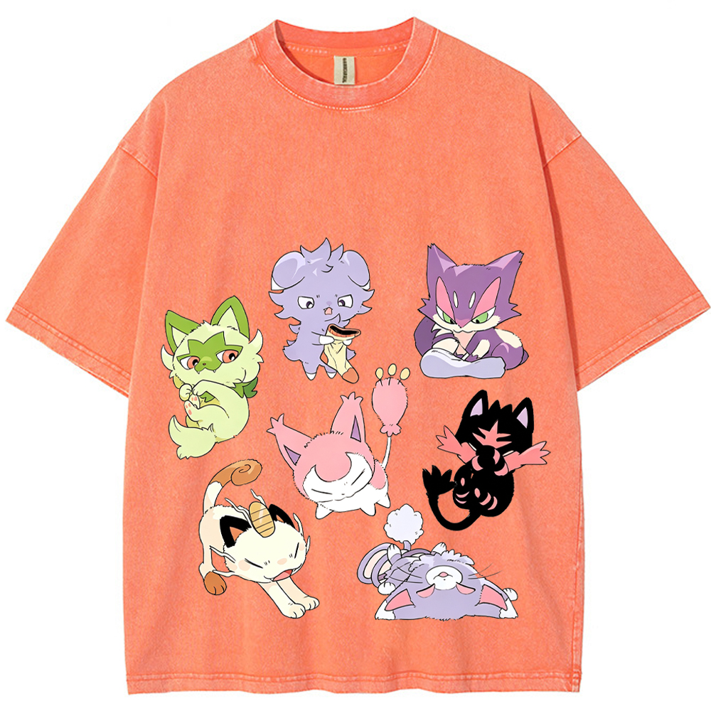 Cat Type Pokemon Squad Cartoon Tee | Pokemon Anime