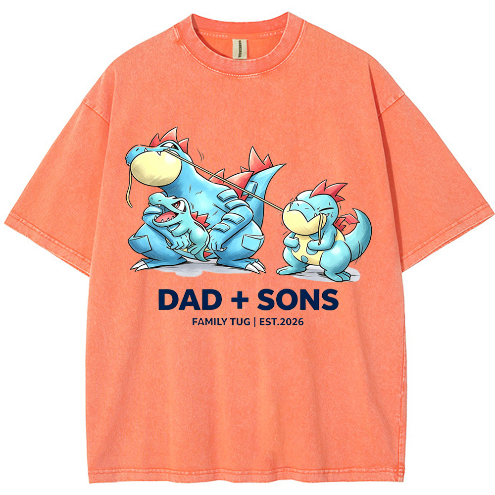 Parent & Kid Family Tug Feraligatr Evolution Group Cartoon Tee | Pokemon Anime