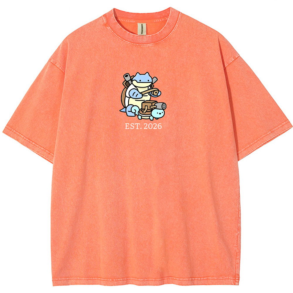 Cute Parent & Kid Blastoise Vintage Washed T-Shirt