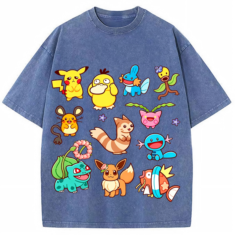 Classic Mixed Pokemon Starter Cartoon Tee | Pokemon Anime