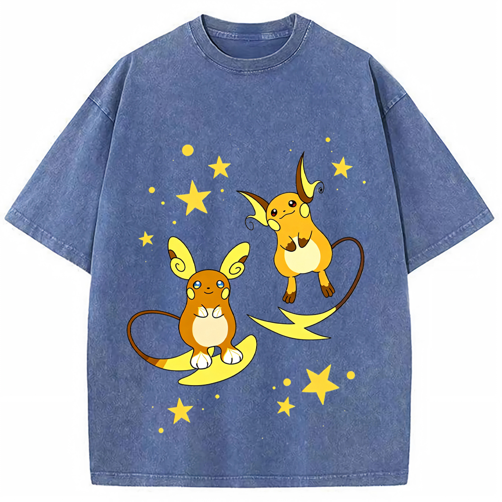 Star Raichu Pair Cartoon Tee | Pokemon Anime
