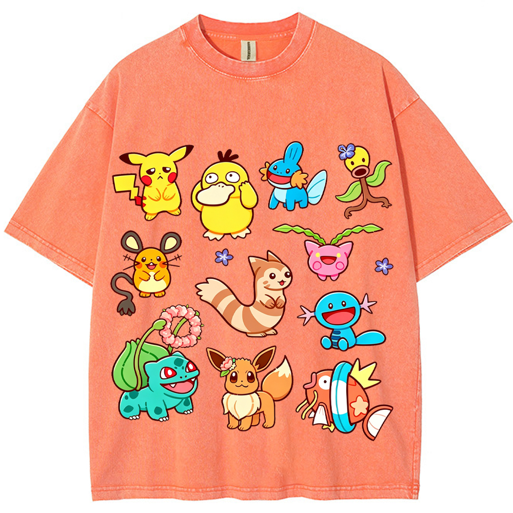 Classic Mixed Pokemon Starter Cartoon Tee | Pokemon Anime