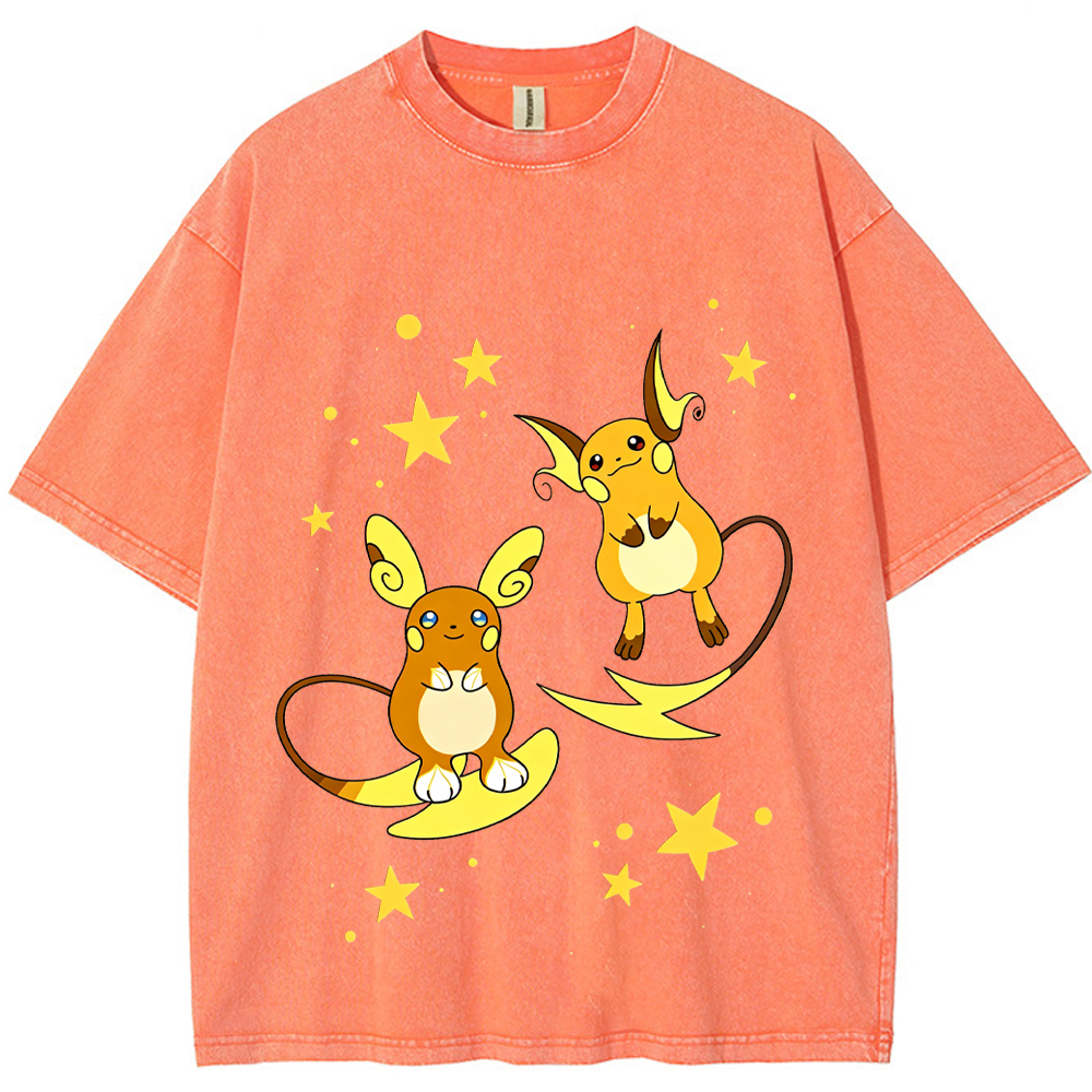 Star Raichu Pair Cartoon Tee | Pokemon Anime