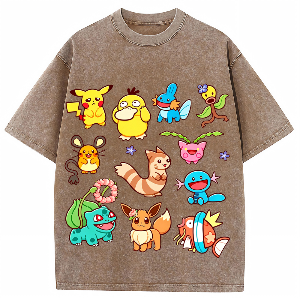 Classic Mixed Pokemon Starter Cartoon Tee | Pokemon Anime