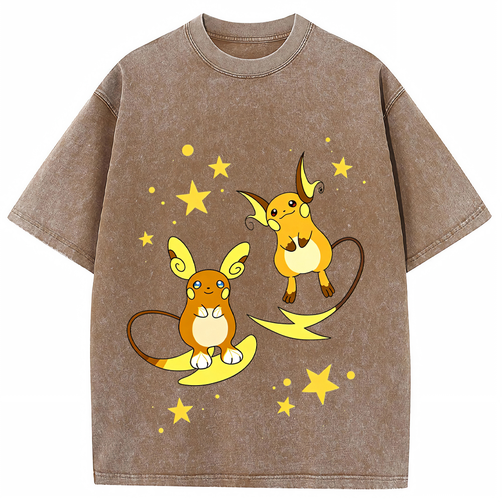 Star Raichu Pair Cartoon Tee | Pokemon Anime