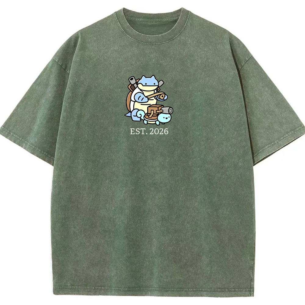 Cute Parent & Kid Blastoise Vintage Washed T-Shirt