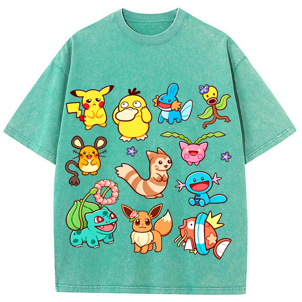 Classic Mixed Pokemon Starter Cartoon Tee | Pokemon Anime