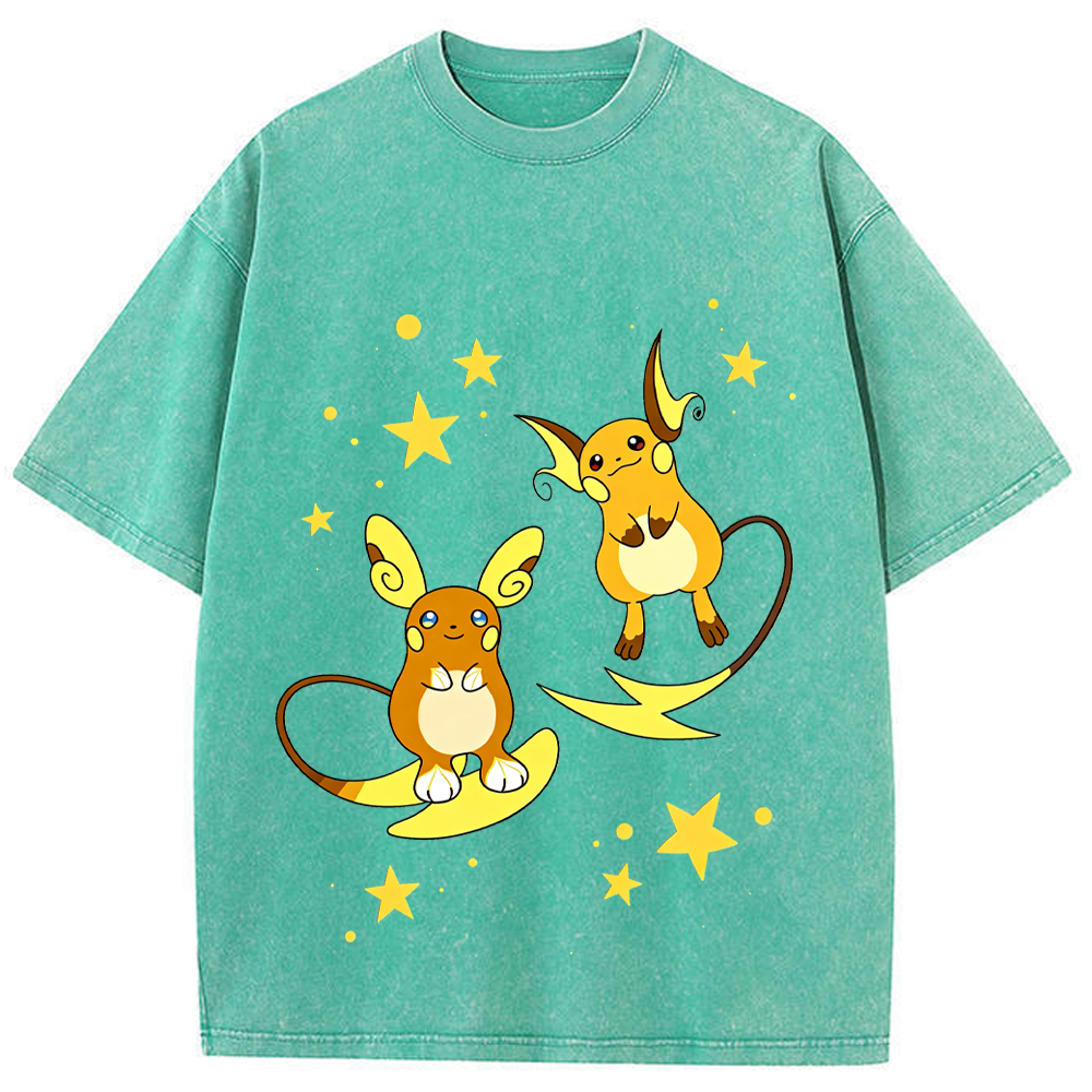Star Raichu Pair Cartoon Tee | Pokemon Anime