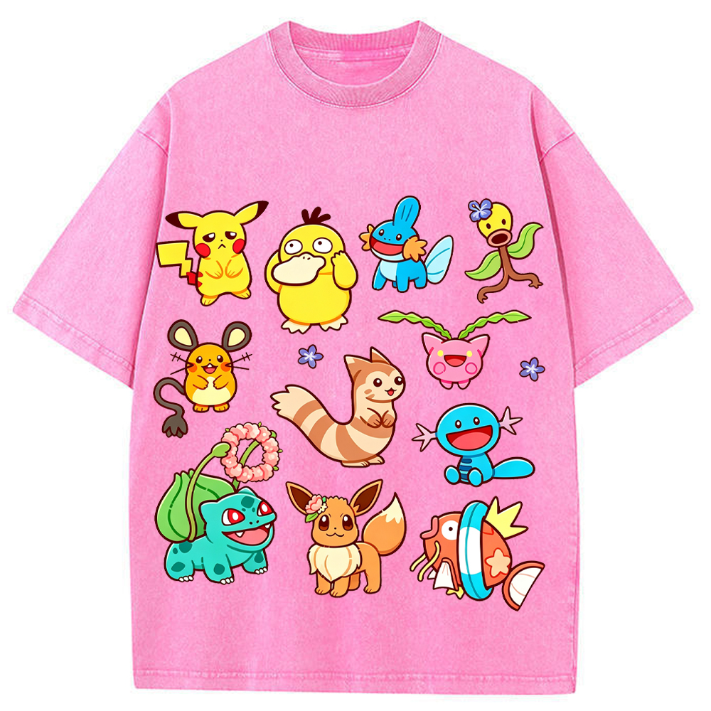 Classic Mixed Pokemon Starter Cartoon Tee | Pokemon Anime