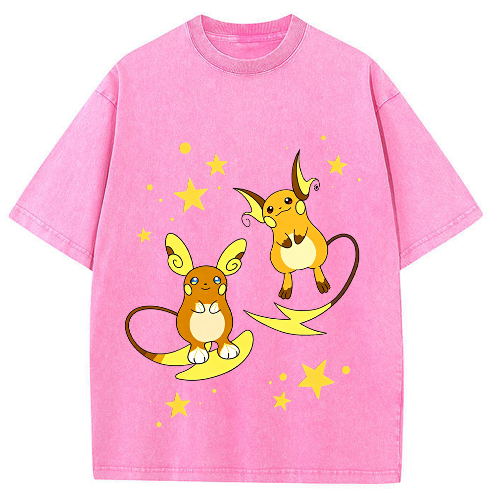 Star Raichu Pair Cartoon Tee | Pokemon Anime