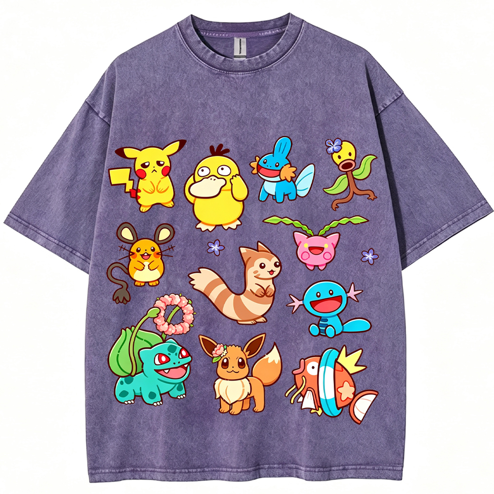 Classic Mixed Pokemon Starter Cartoon Tee | Pokemon Anime