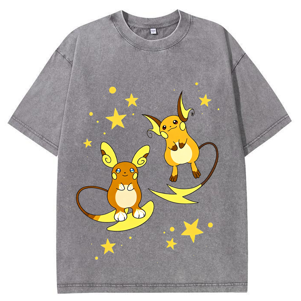 Star Raichu Pair Cartoon Tee | Pokemon Anime