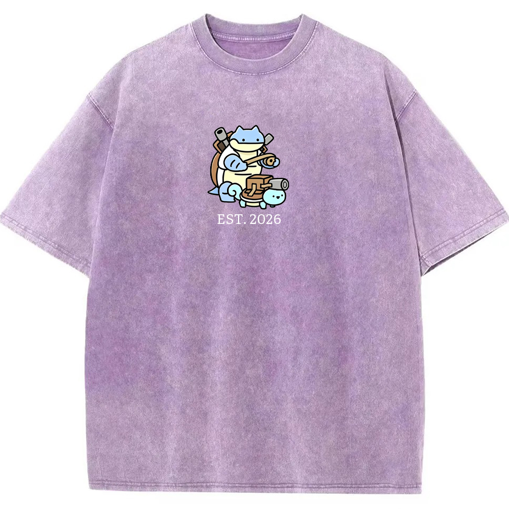 Cute Parent & Kid Blastoise Vintage Washed T-Shirt
