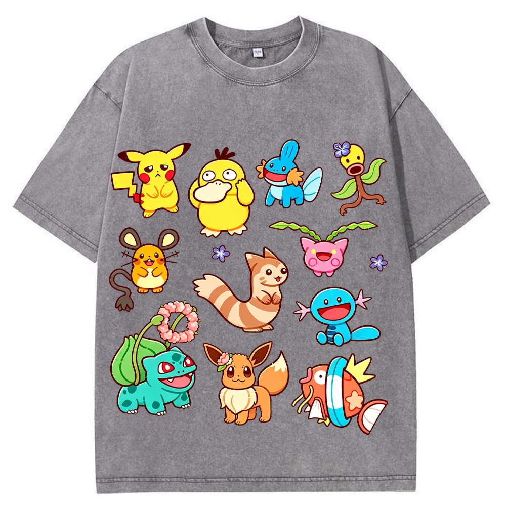 Classic Mixed Pokemon Starter Cartoon Tee | Pokemon Anime