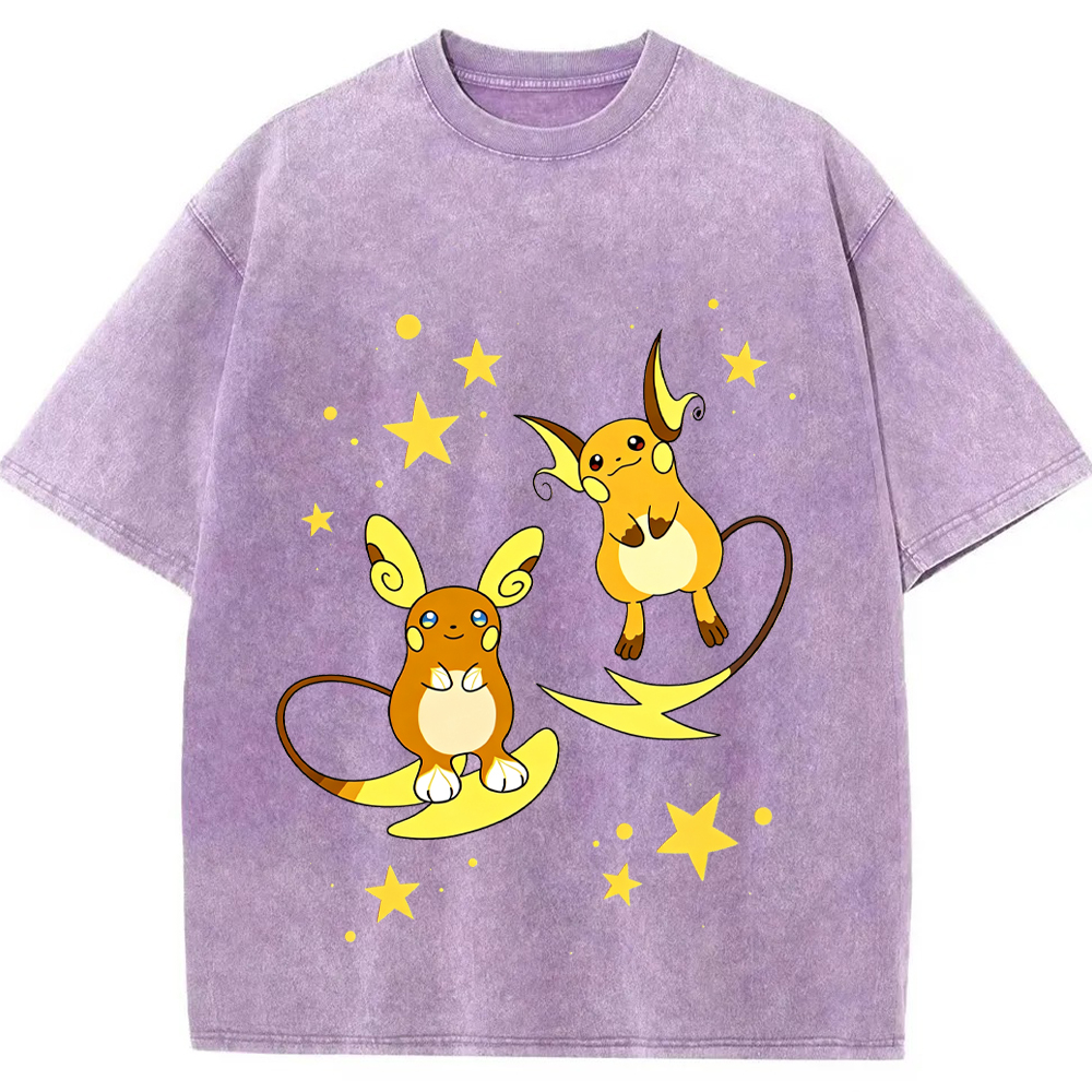 Star Raichu Pair Cartoon Tee | Pokemon Anime