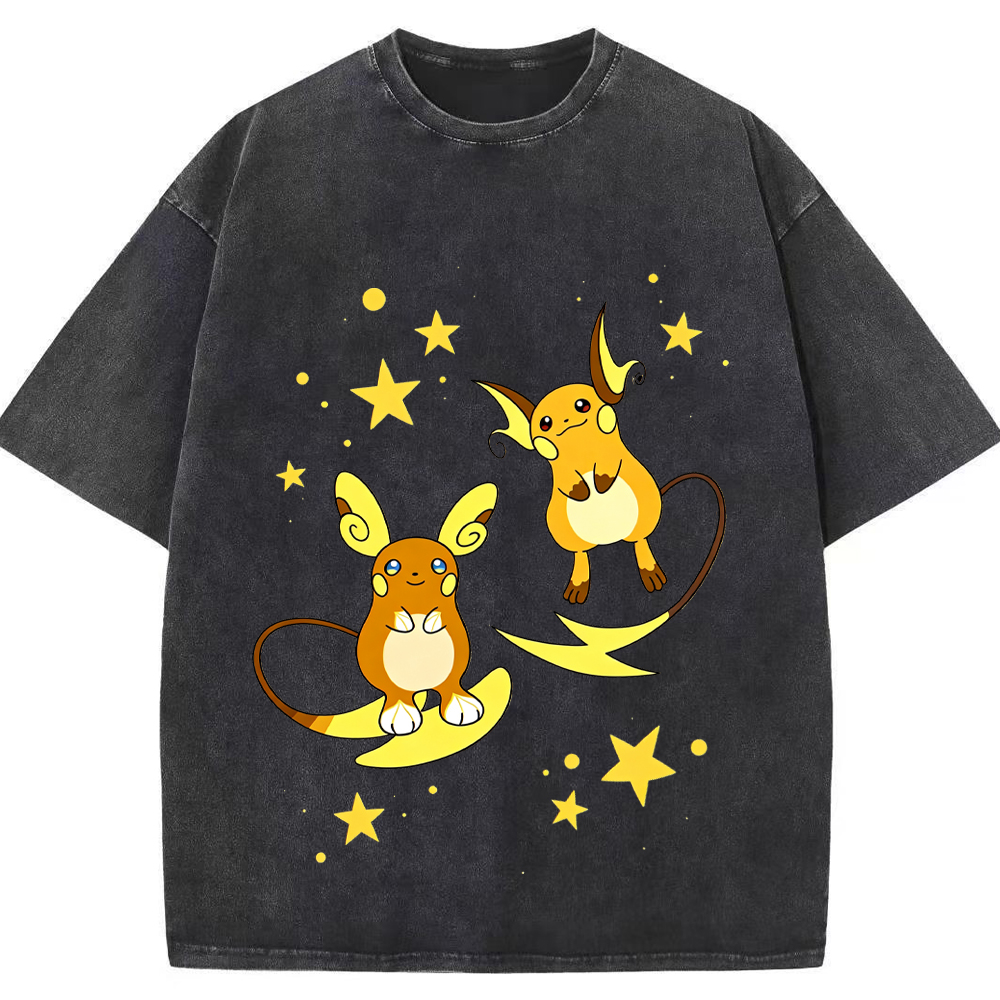 Star Raichu Pair Cartoon Tee | Pokemon Anime
