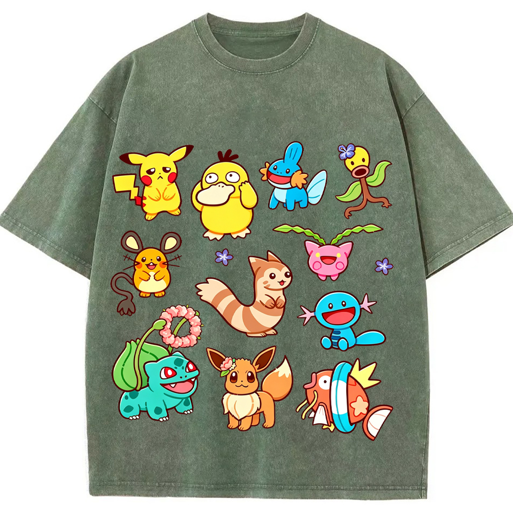 Classic Mixed Pokemon Starter Cartoon Tee | Pokemon Anime