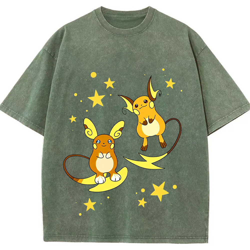 Star Raichu Pair Cartoon Tee | Pokemon Anime