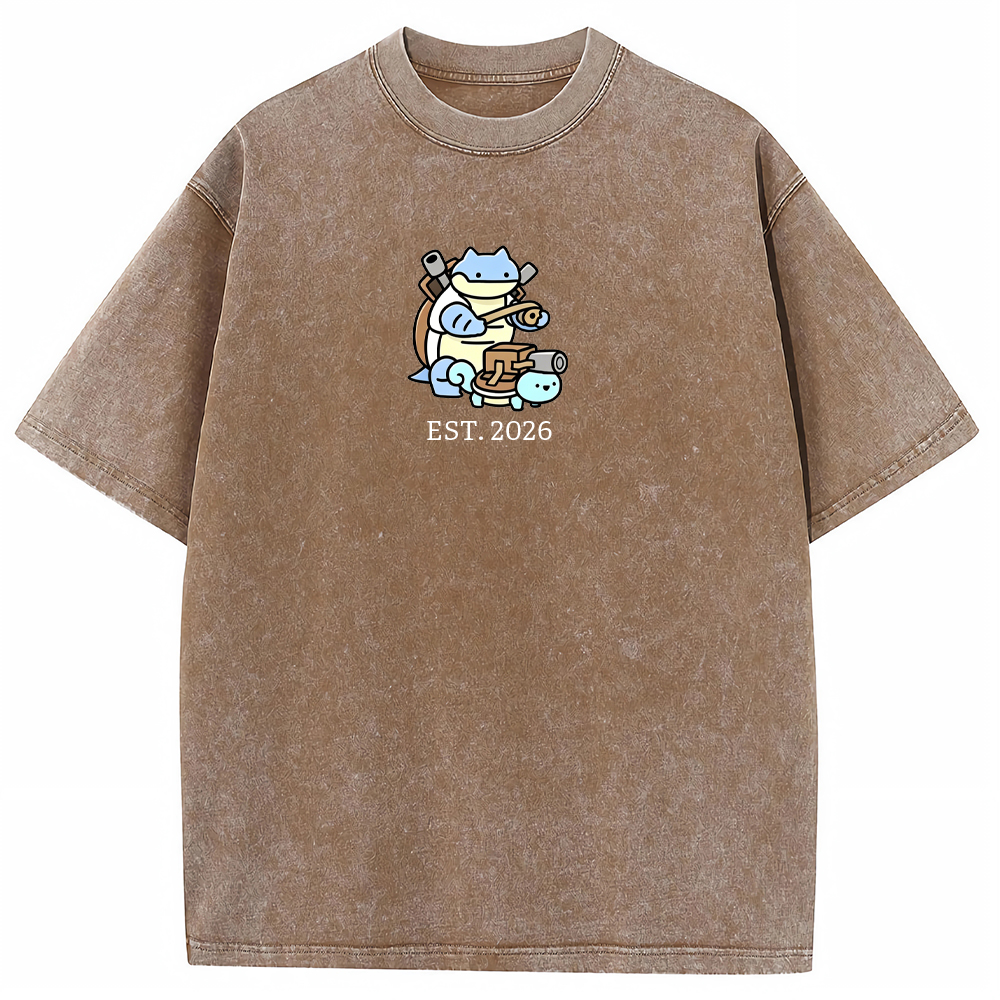 Cute Parent & Kid Blastoise Vintage Washed T-Shirt