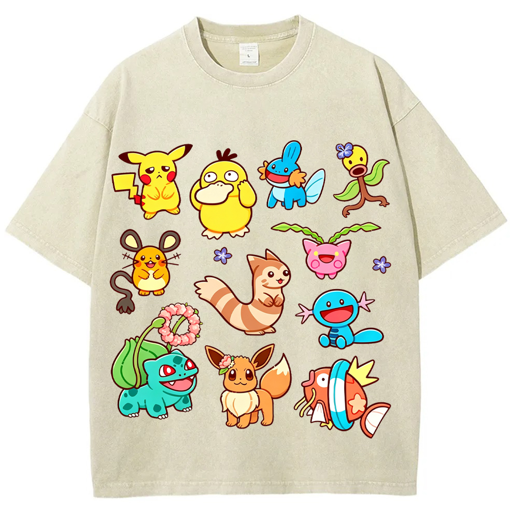 Classic Mixed Pokemon Starter Cartoon Tee | Pokemon Anime