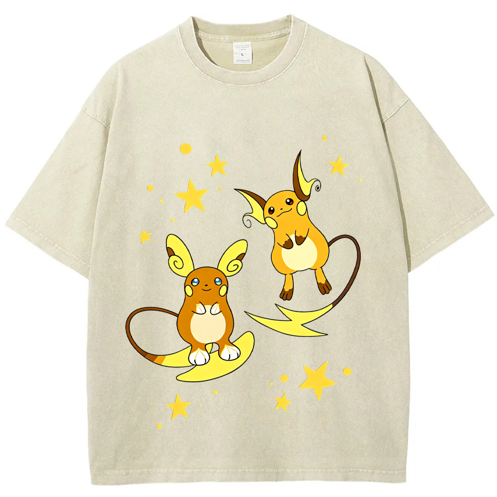 Star Raichu Pair Cartoon Tee | Pokemon Anime