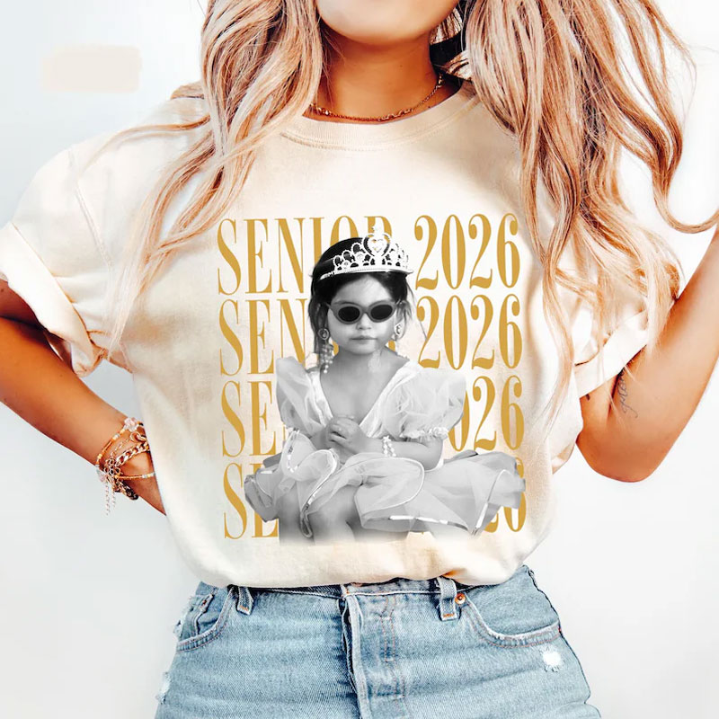 Personalised Vintage Photo And Year Senior Shirt