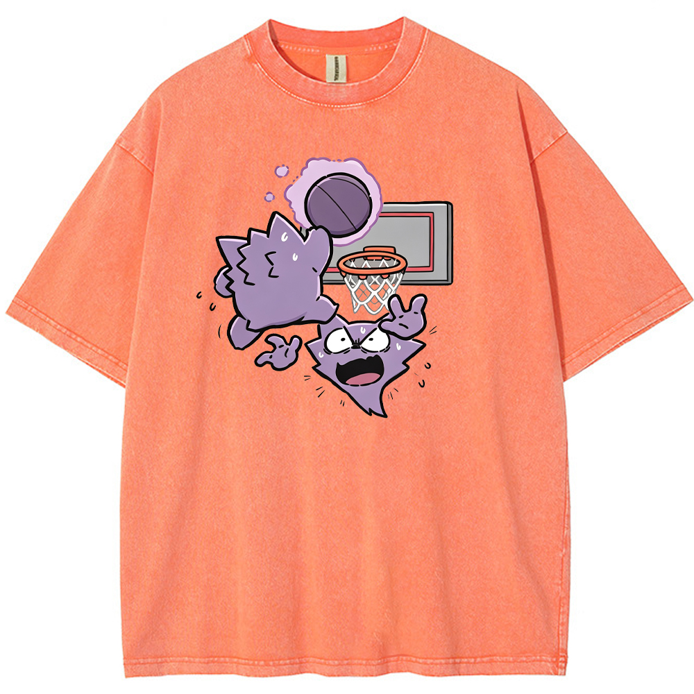Gengar Evolution Line Playing Basketball Cartoon Tee | Pokemon Anime