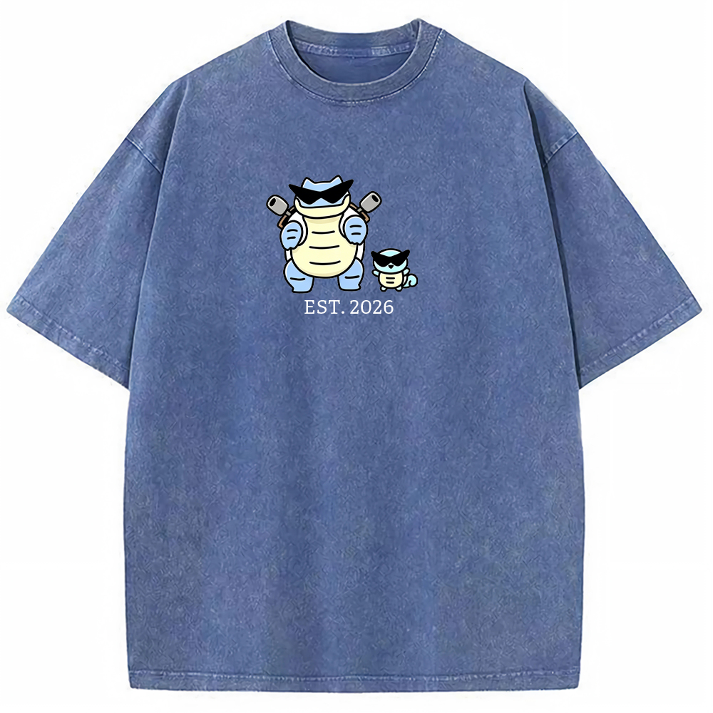 Cute Parent & Kid Blastoise Vintage Washed T-Shirt