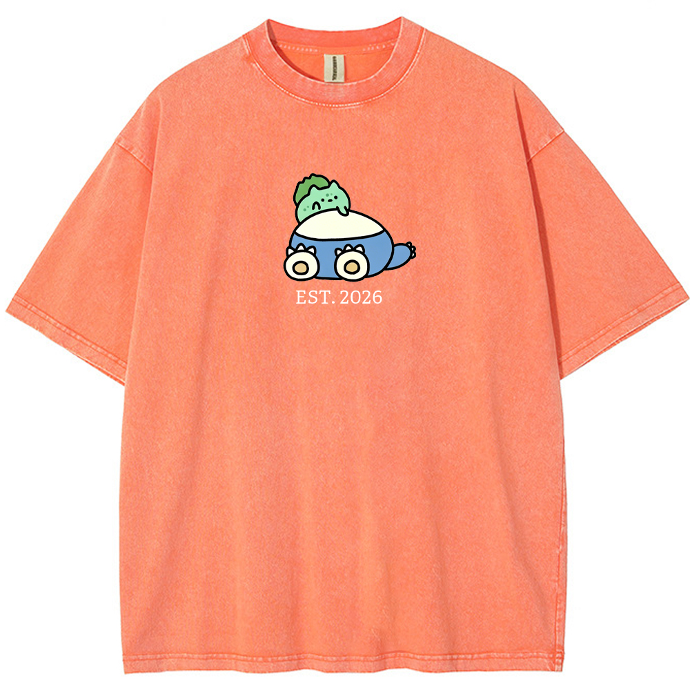 Cute Parent & Kid Bulbasaur Vintage Washed T-Shirt