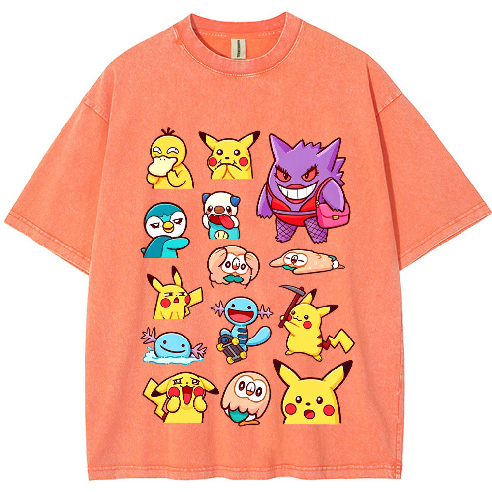 Funny Expression Pikachu & Friends Cartoon Tee | Pokemon Anime