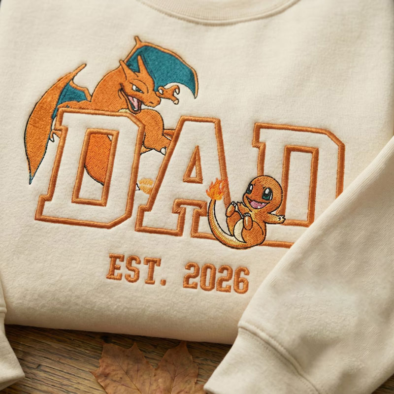Custom Embroidered Anime Sweatshirt, Personalized PokaDad Character Hoodie