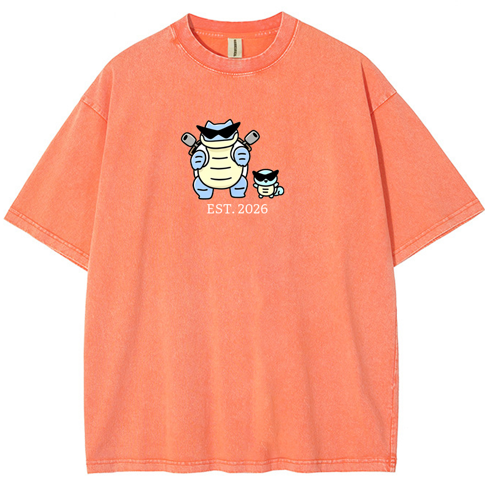Cute Parent & Kid Blastoise Vintage Washed T-Shirt